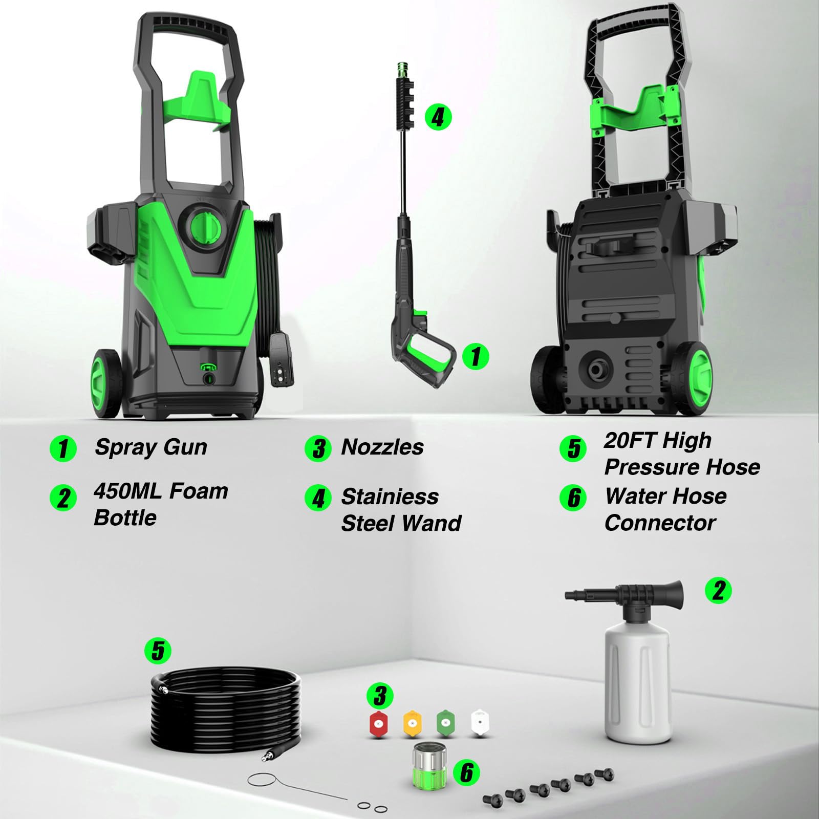 Amazon.com: DECOKTOOL 880PSI PowerWasher with 23FT Hose, 38FT Cord