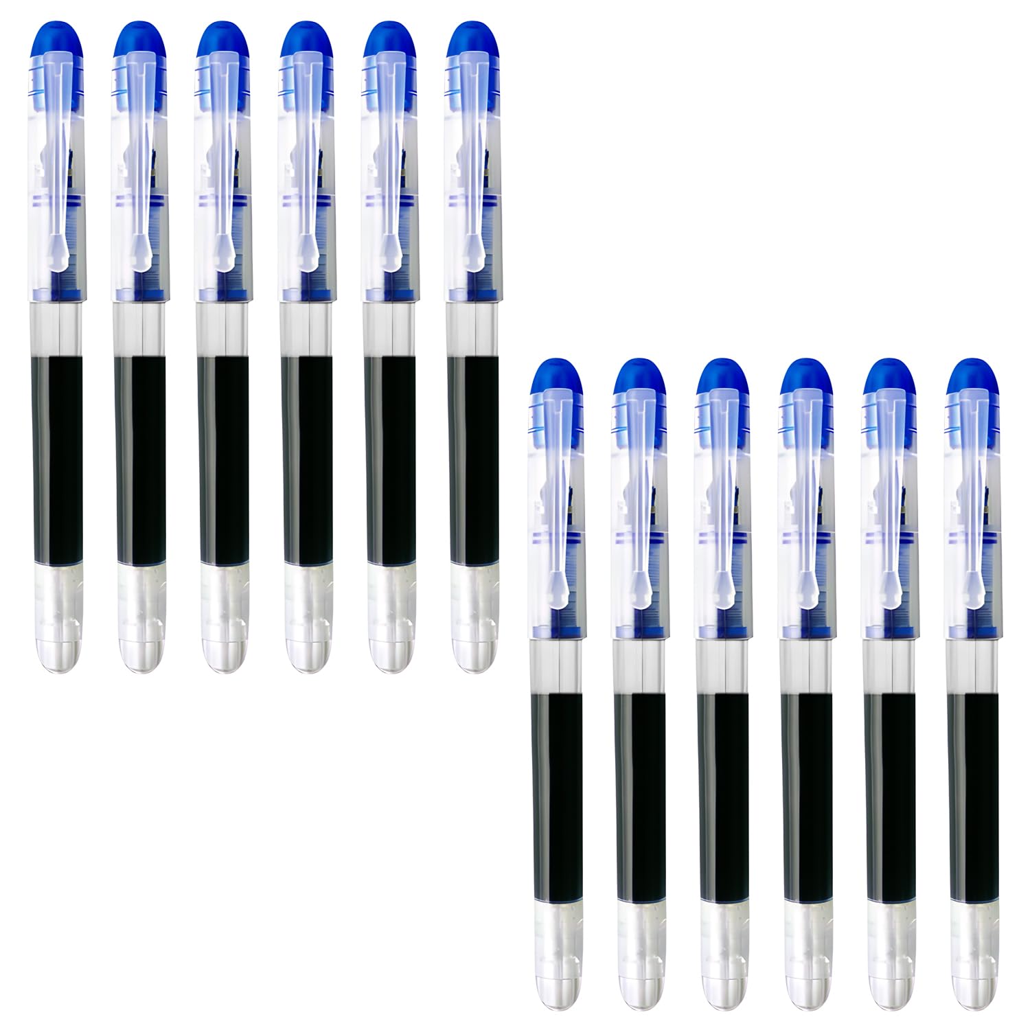 MOTIBACK 12PCS Blue Disposable Fountain Pens - Smooth Writing Fountain Pen with Quick-Drying Blue Ink, Fine Nib for Journaling, Sketching, Calligraphy & Lettering, School, Office & Gift Supplies
