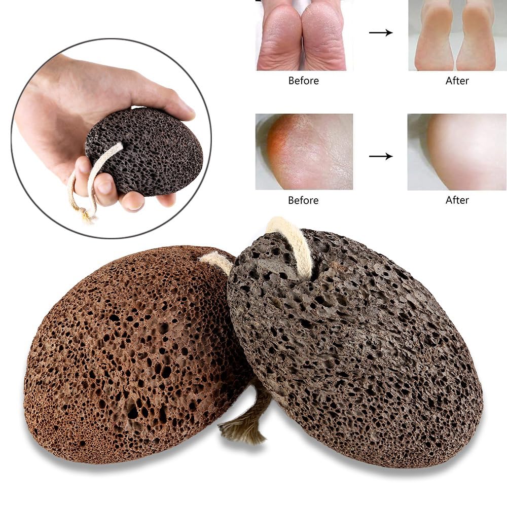 PHOGARY Piedra pómez natural para pies, 1 pieza herramientas de pedicura de lava, removedor de callos de piel dura para pies y manos, exfoliación natural para eliminar la piel muerta(Negro)