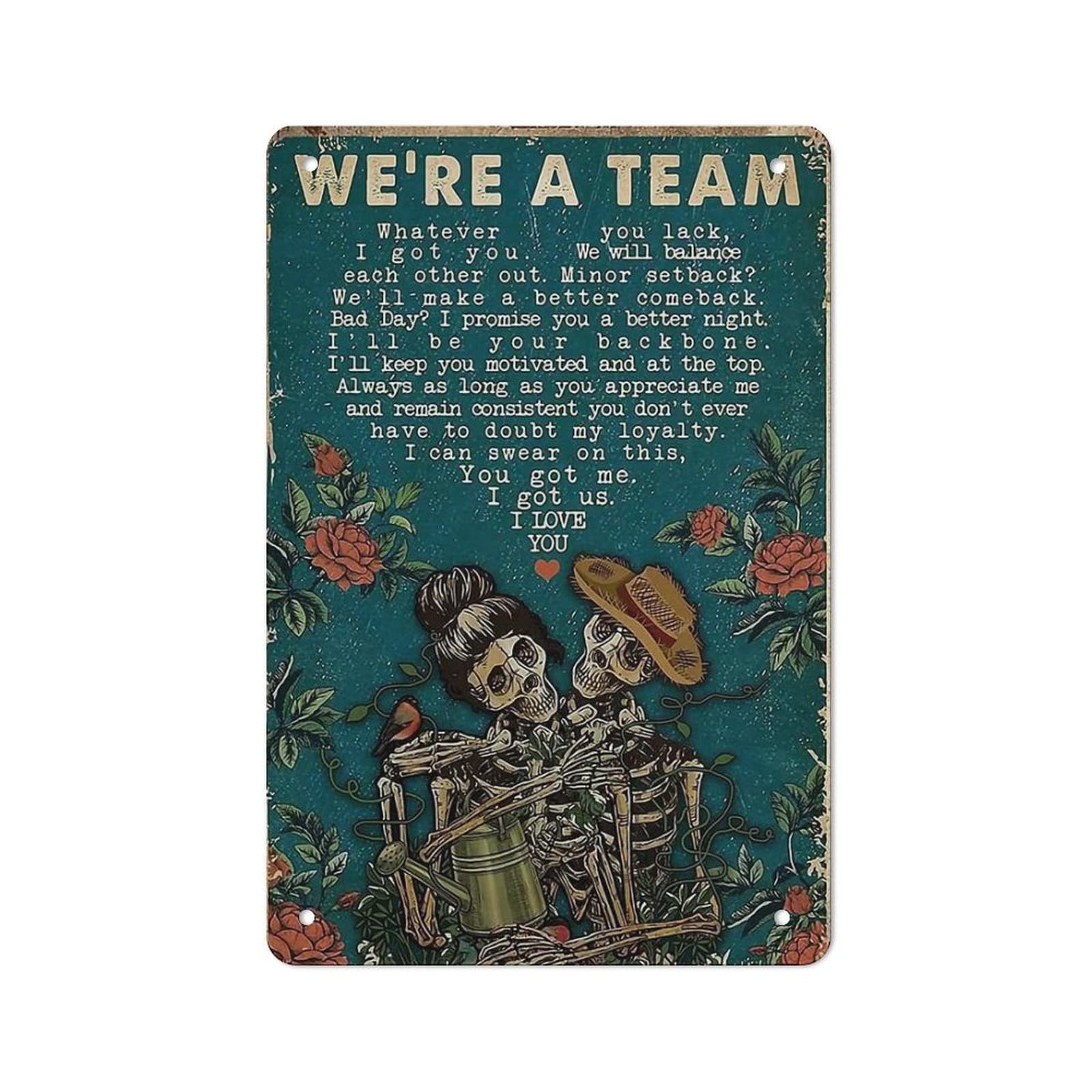 AOOEDM We Are A Team Metal Tin Sign for Home Bar Pub Kitchen Wall Art Deocr Man Cave Vintage Metal Sign Poster Plaque Signs Quotes Sign