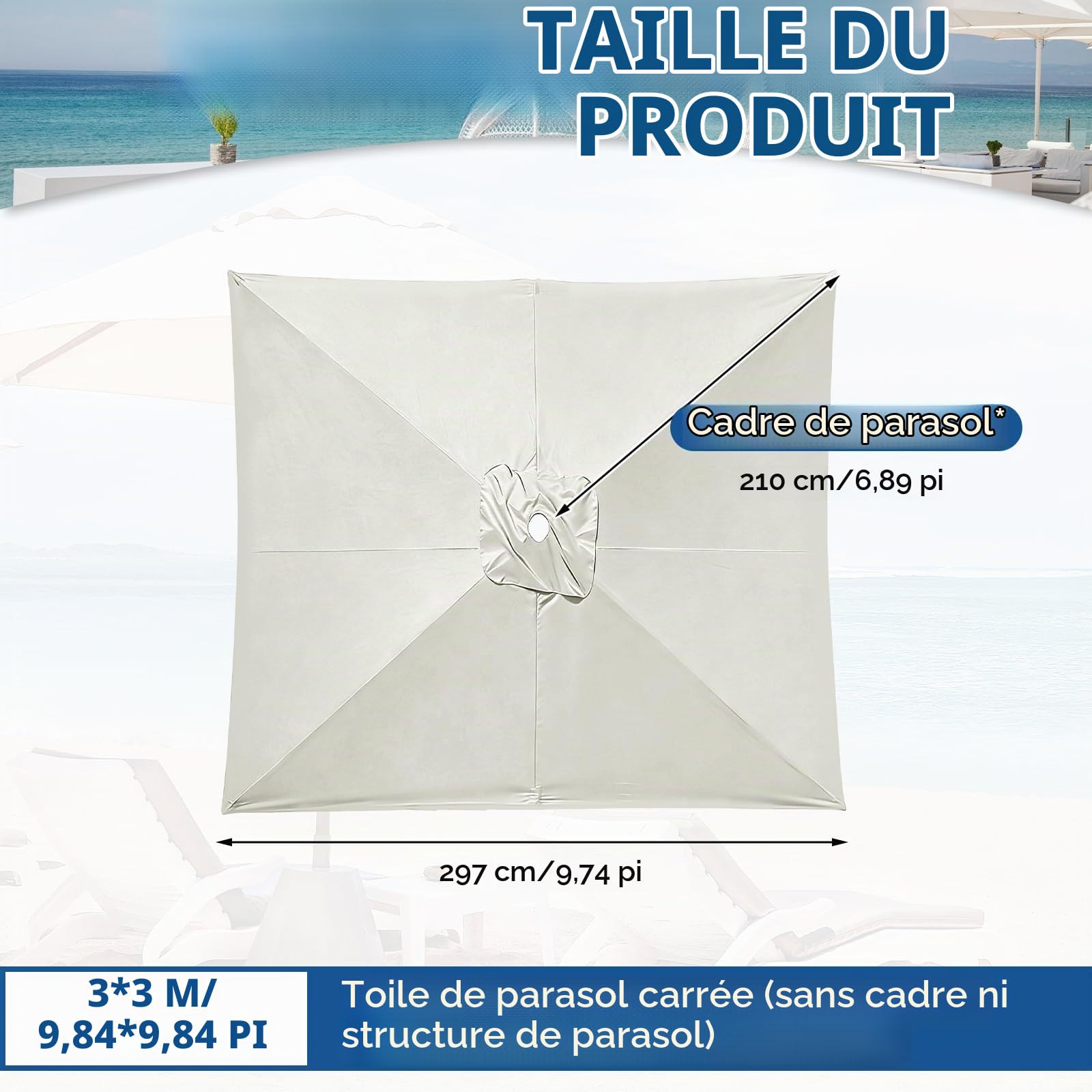Toile de Rechange pour Parasol, Housse de rechange pour parasol pour jardin