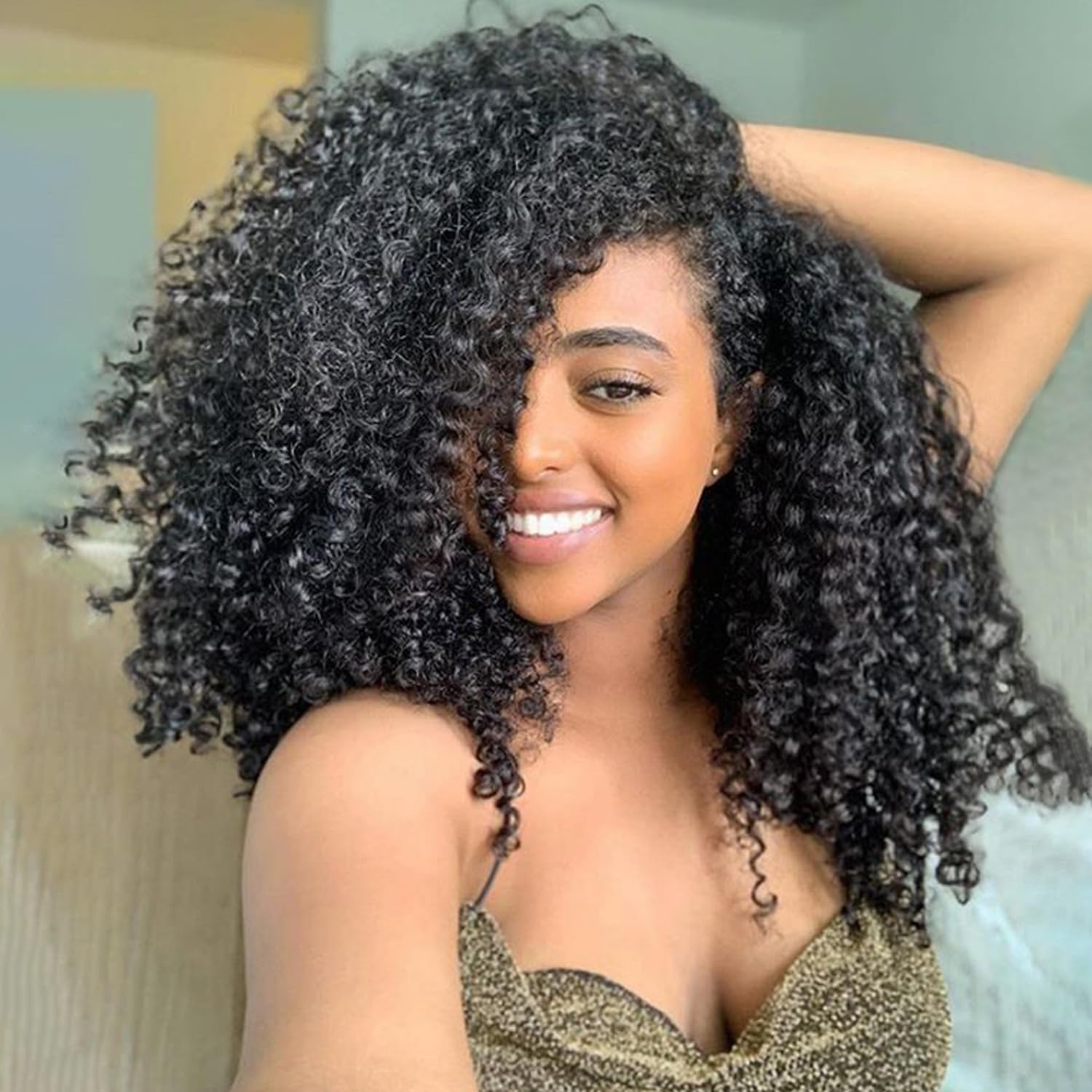 Kinky Curly Half Wig Human Hair 200 Density 3 In 1 Seamless Flip Over Half Wigs Human Hair Glueless Wear and Go Beginner Friendly Kinky Curly Wig Human Hair Drawstring Headband Wig for Women 18 inch