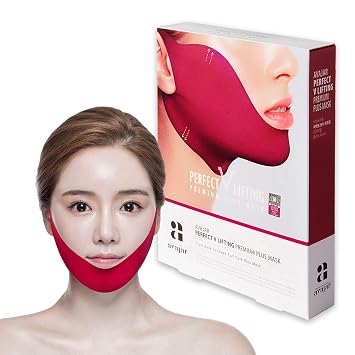 Double Chin Mask Creator Avajar Caffeine V Lifting Premium Plus+ Mask 5pcs - V Line Mask | Face and Neck Line Mask | Facial Strap Mask | Chin Strap For Double Chin| V Line Face Mask
