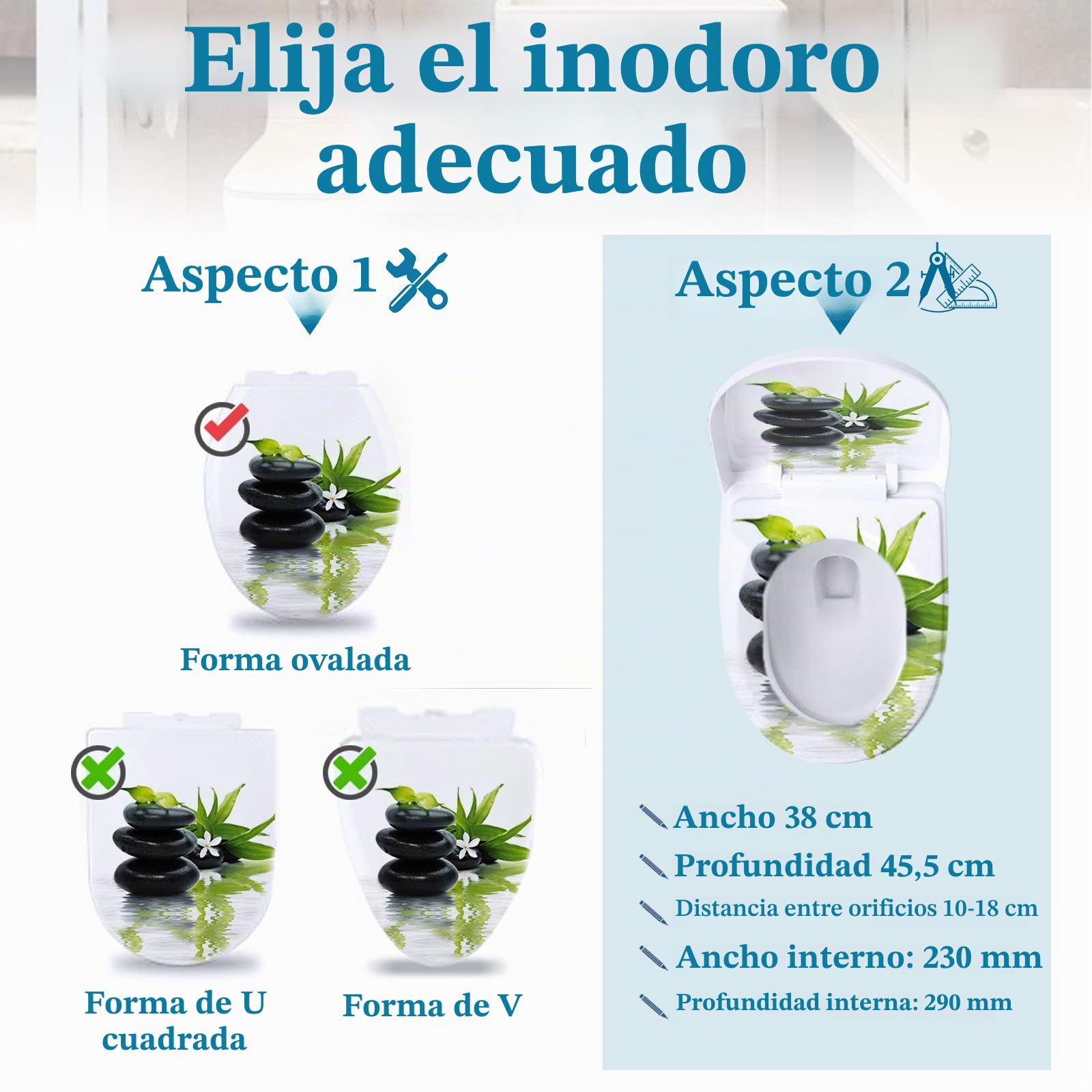 Froadp Asiento de inodoro con tapa ovalada de cierre suave, asiento de inodoro antibacteriano de plástico duro para todos los inodoros estándar, fácil instalación y limpieza (peces ornamentales)