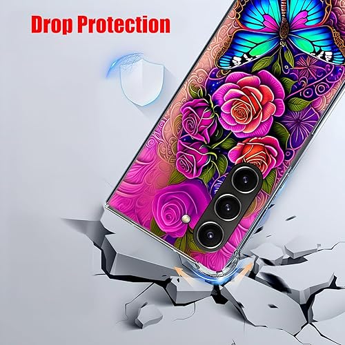 Miniatura 3 de Funda para Galaxy Z Fold 5, protección contra caídas de flores de mariposa azul, a prueba de golpes, de cuerpo completo, resistente a los arañazos