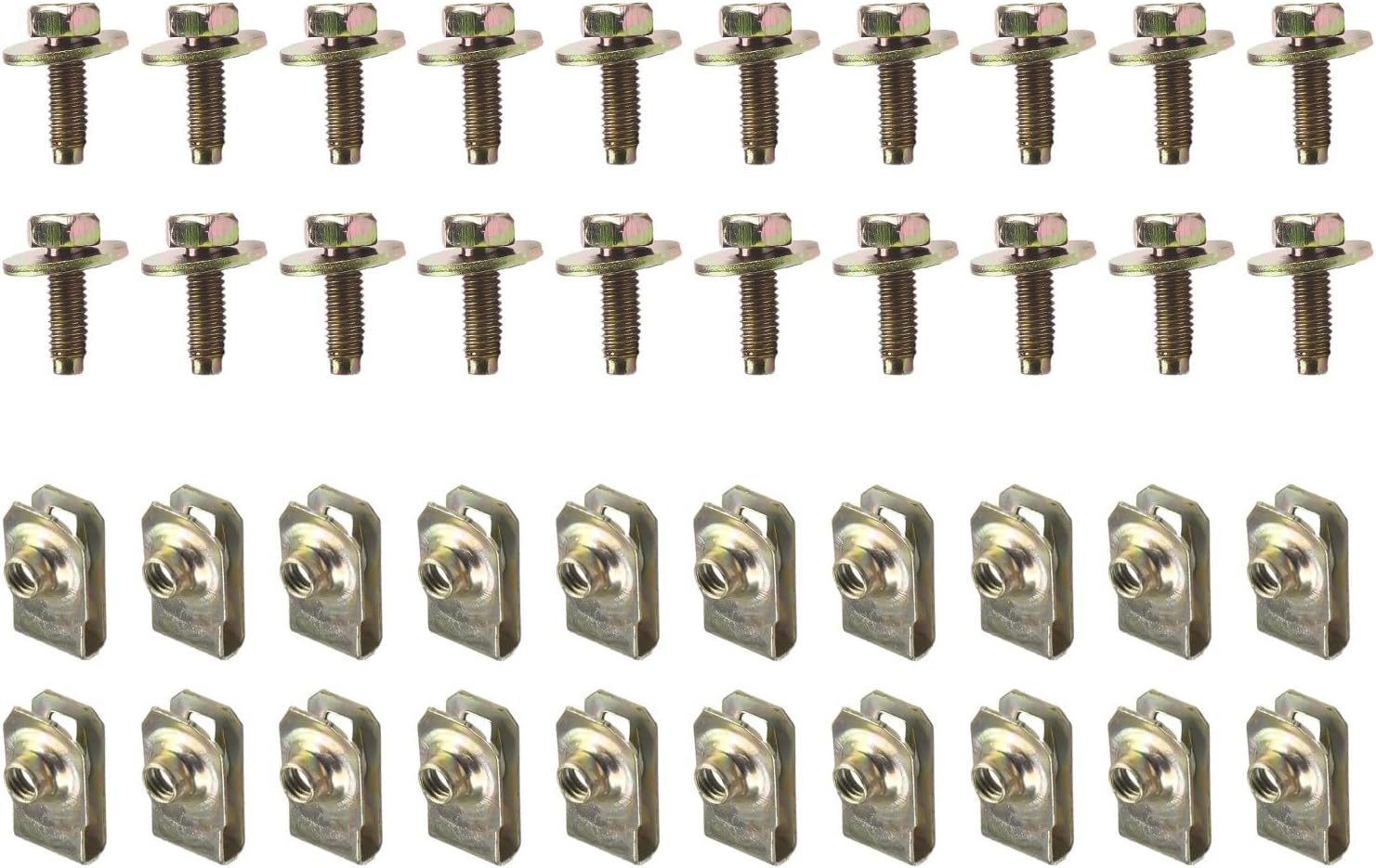 40-Piece Car Underbody Bolt & U-Nut Fastener Kit 370Z/350Z, for Infiniti G35/G37, M6-1.0, 20mm Bolt, 18mm for Washer