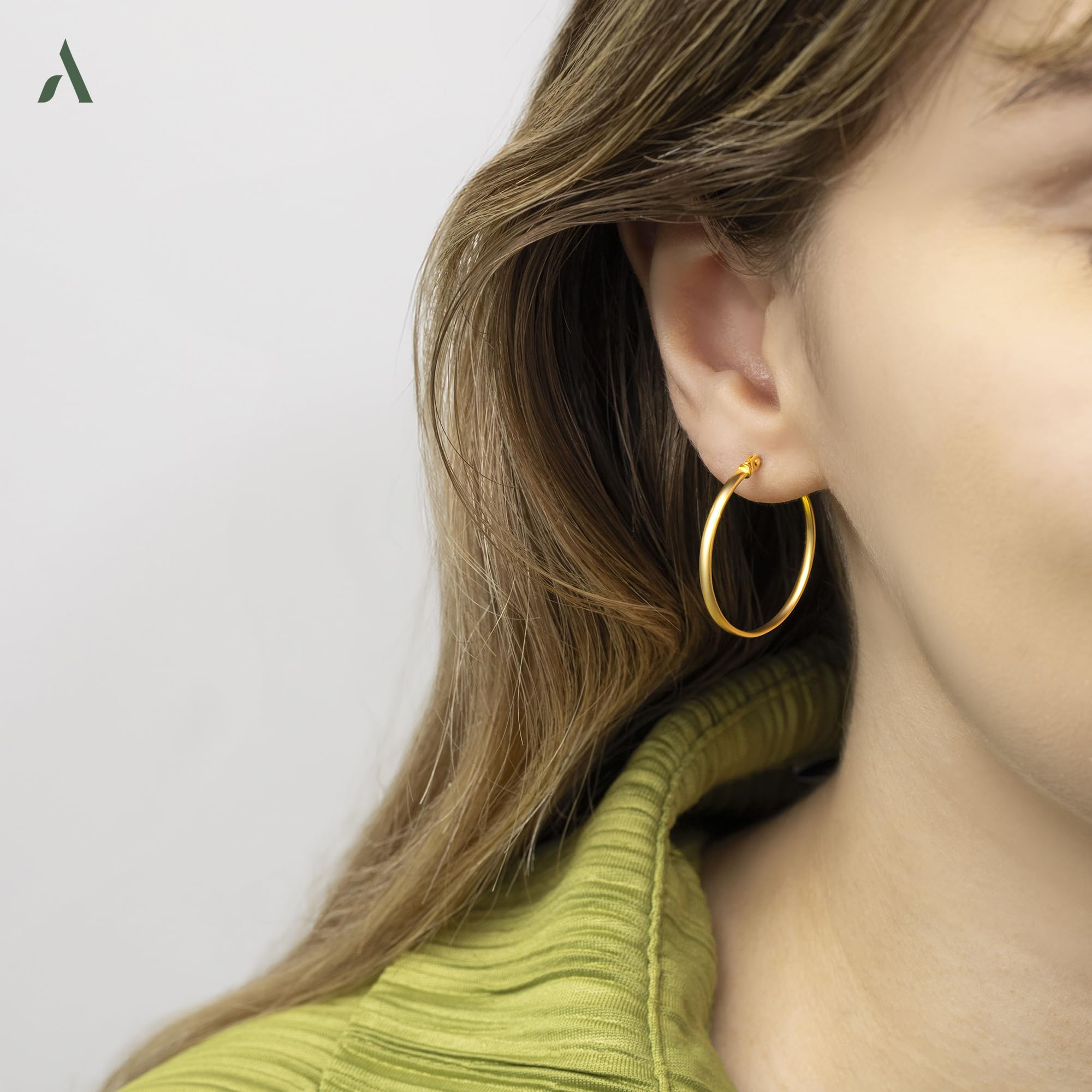 Amberta Orecchini a Cerchio in Oro Massiccio 9kt 14kt da Donna, Cerchietti Piccoli Sottili Lisci Classici, Cerchi in Oro 9 14 carati 10,15, 20, 25 mm Made in Italy