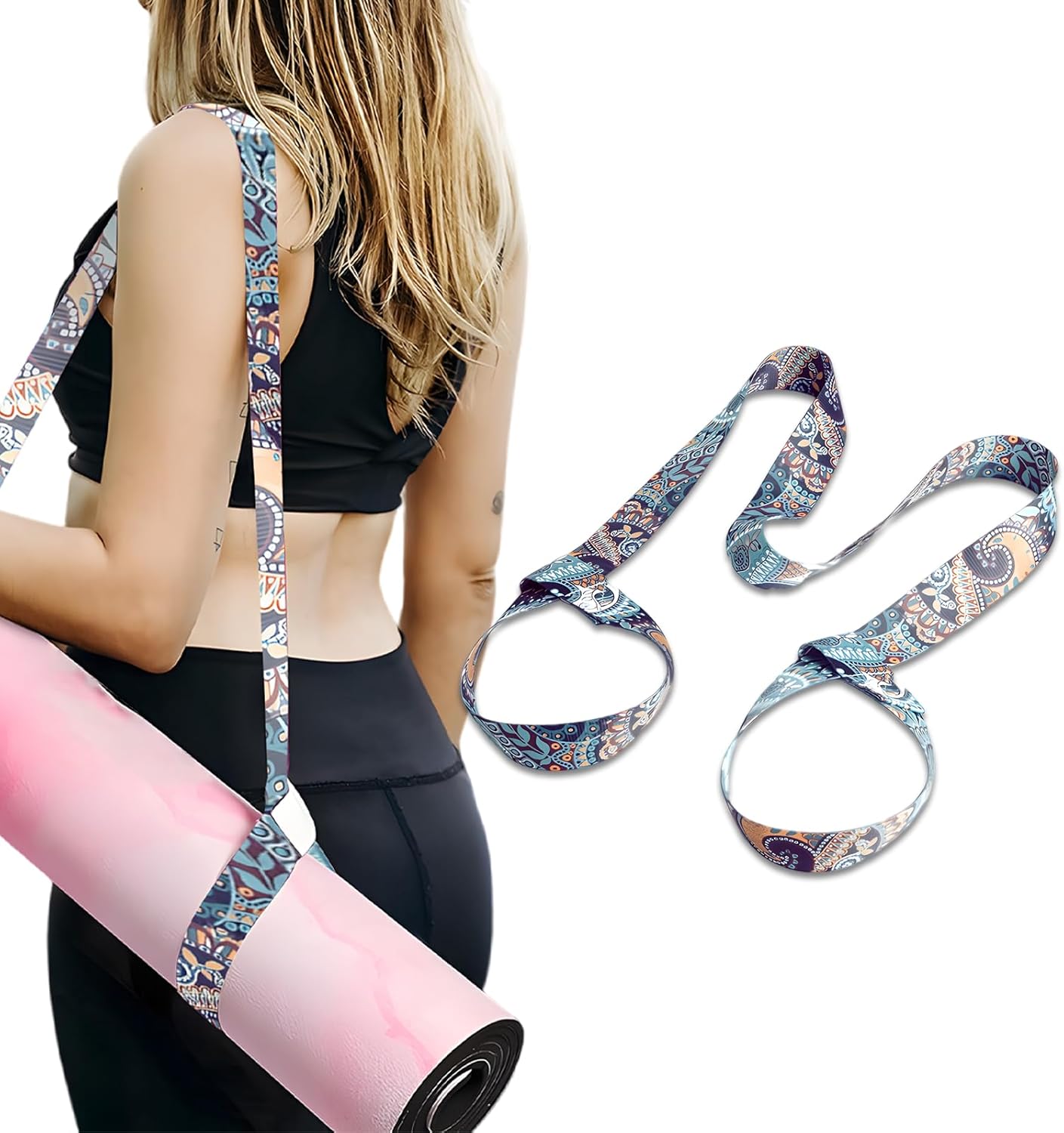 Yoga Mat Carrying Strap – Adjustable Shoulder Strap for Yoga Mat, Lightweight Hands-Free Portable Mat Holder, Fits All Yoga Mat Sizes, Ideal for Fitness, Pilates, and Stretching (Mat Not Included)