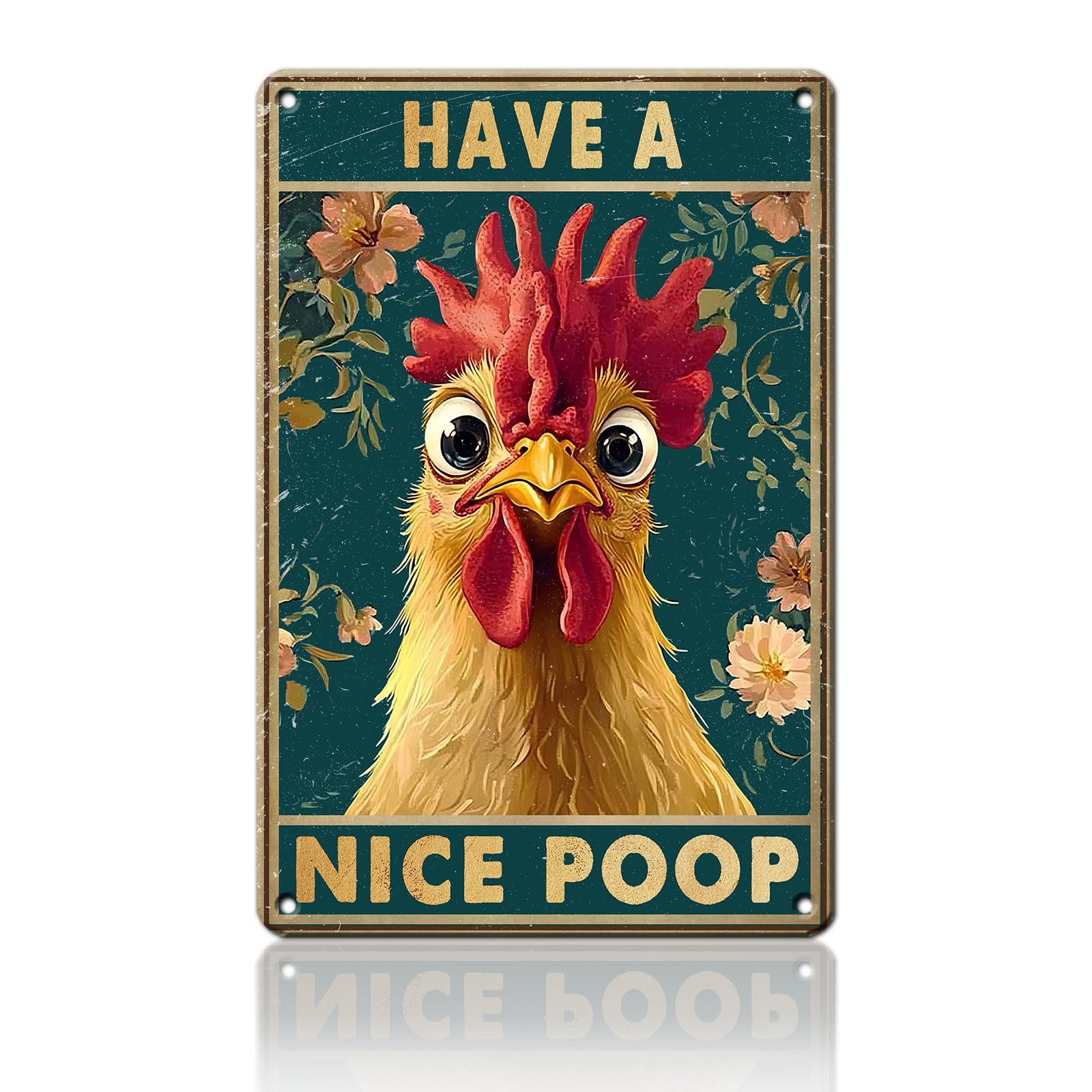 Anceky Have A Nice Chicken Tin Sign Funny Metal Sign Wall Decor for Farmhouse Yard Porch Entryway Outside 12×16 Inch
