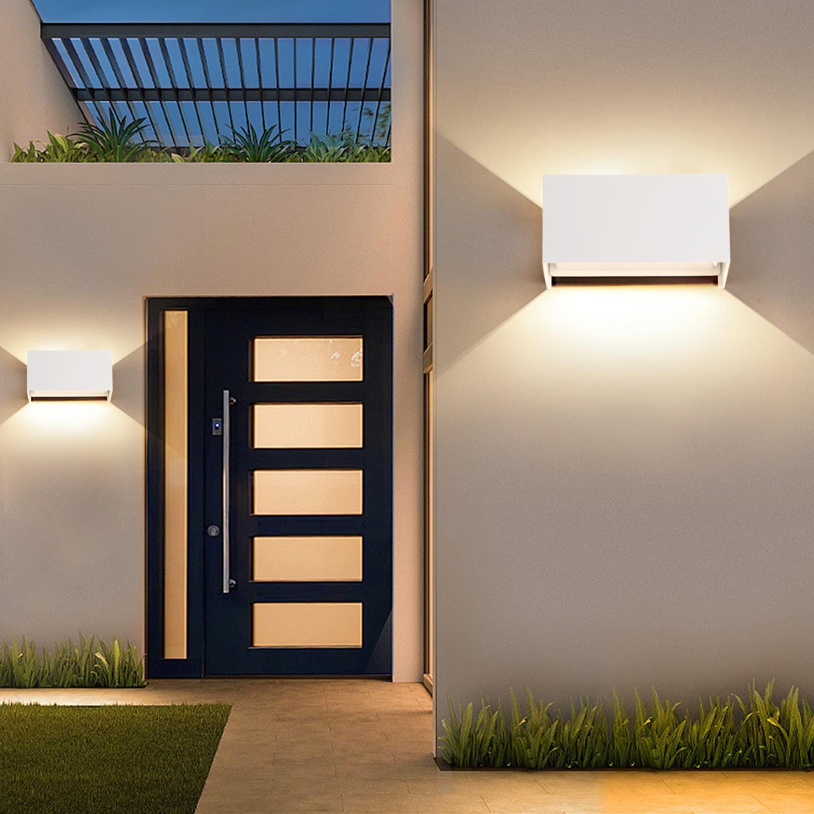 FUPE 25W LED Aplique Pared Exterior Interior IP65 Impermeable Apliques Pared Exterior Lámpara de Pared Aluminio Moderno Aplique Blanco 3000k Luz Cálida, Ángulo de luz Ajustable, Fácil de instalar