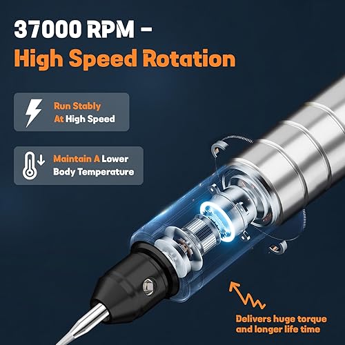 Miniatura 7 de Bolígrafo de grabado eléctrico, herramienta de grabado HARDELL 37000RPM, máquina de grabado inalámbrica USB para artistas y bricolaje, grabador