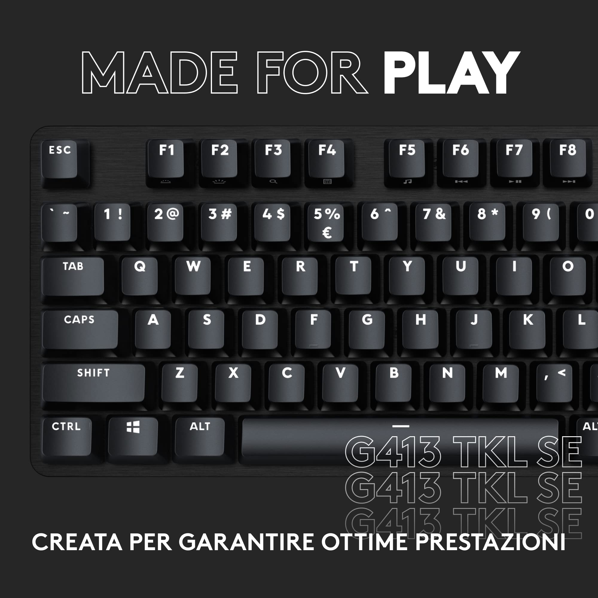 Logitech G413 TKL SE Tastiera Meccanica Gaming - Tastiera Compatta Retroilluminata con Switch Meccanici Tattili, Anti-Ghosting, Compatibile con Windows, macOS, Layout US INTL QWERTY - Nero