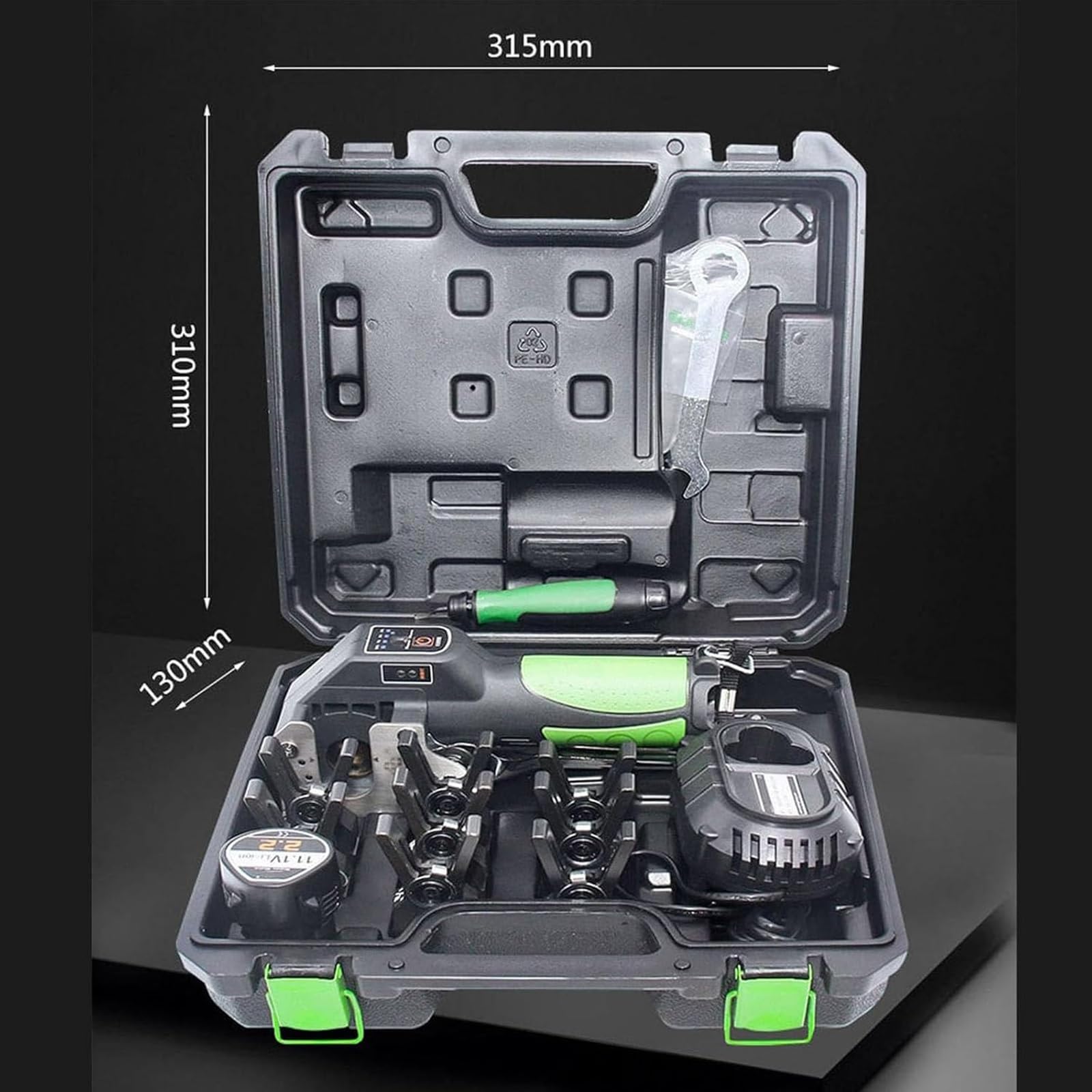 Kit Elettrico per Espansione e Svasatura Tubi, Svasatore HVAC a Batteria per Tubi in Rame Morbido/Alluminio/Ottone, 8 Morsetti Inclusi, Lunga Autonomia, Luce LED, Leggero per Uso sul Campo