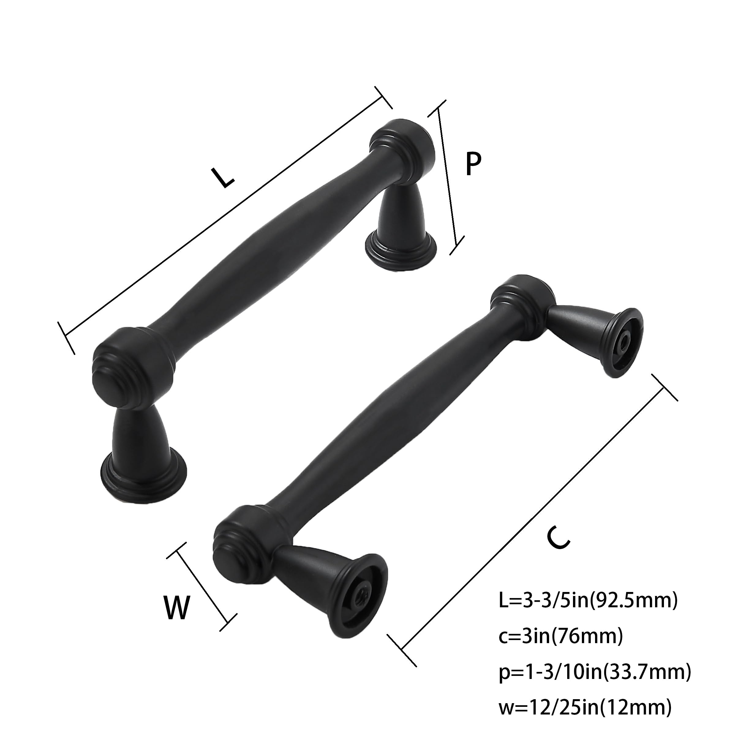 khtumeware 10 Pack 3 Inch(76mm) Matte Black Cabinet Pulls, Black Kitchen Cabinet Handles Kitchen Cabinet Hardware for Cupboard Drawer Handles Dresser Pulls