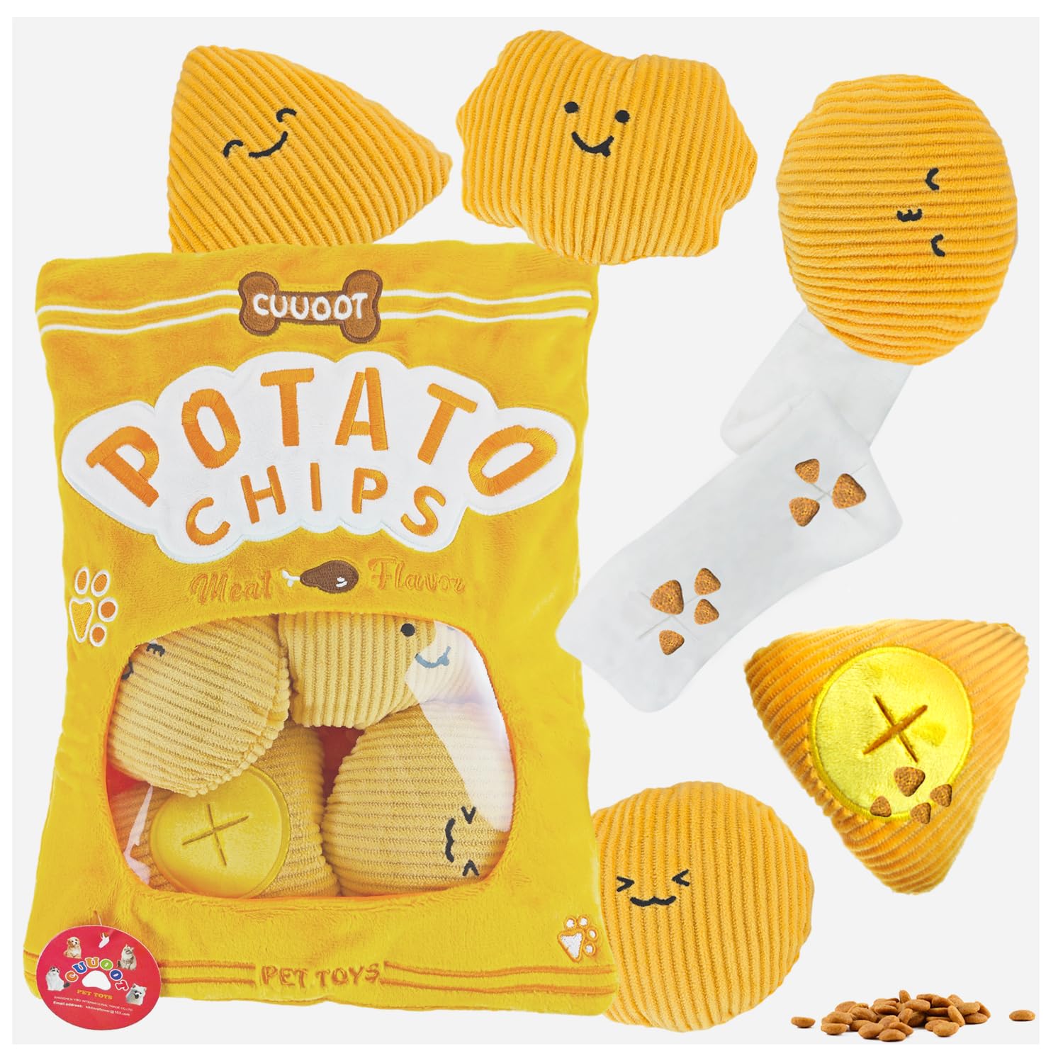 Jouet pour Chien, Jouets Interactifs Croustillants pour Chiens Casse-Tête et Enrichissement pour Petits, Moyens et Grands Chiens - Jouets Chips and Potatoes (Potato-chips-01)