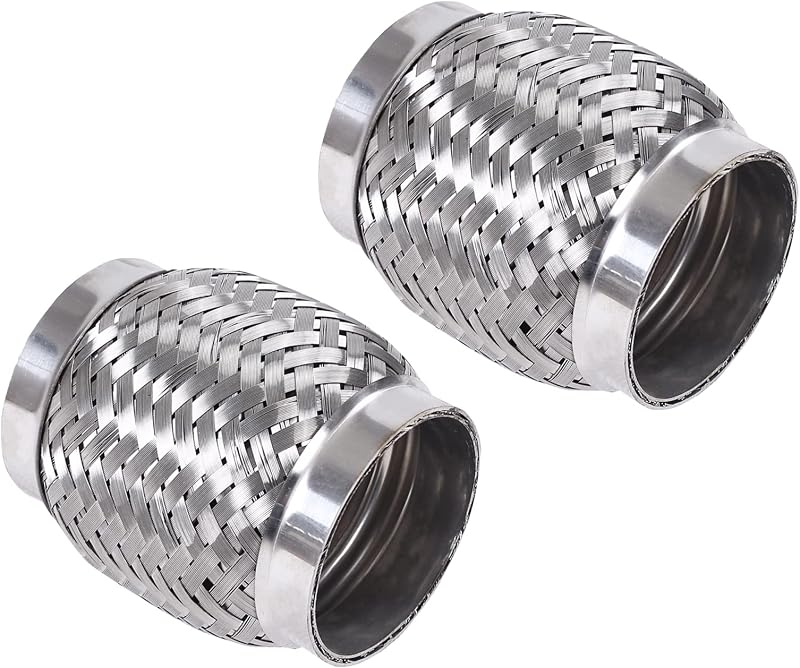 Tubo Flexível do Escapamento FGJQEFG em Aço Inoxidável com Dupla Trama 2,5" – 2 unidades