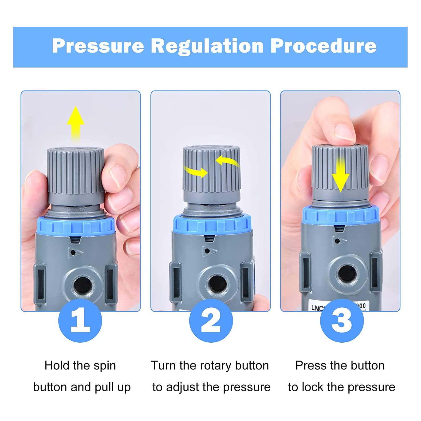 Regulator ciśnienia powietrza Filtr sprężonego powietrza G3/8 cali 0,1–0,85 MPa. Sterownik do wymiany