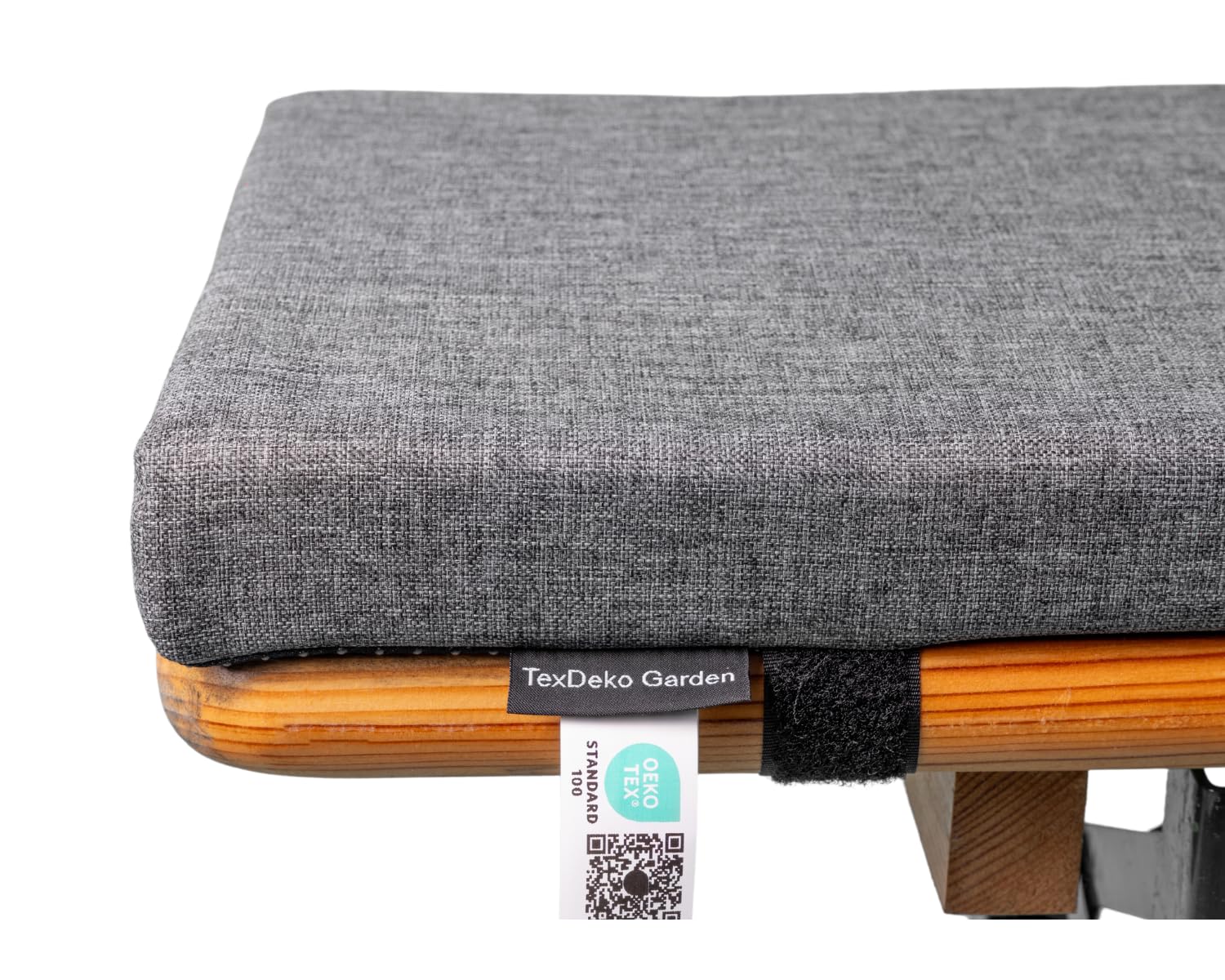 TexDeko® Ecolen Bierbankauflage gepolstert 220x25x4 cm XL für Bierzeltgarnitur mit Anti-Rutsch Boden, wasserabweisend & UV-Schutz, Waschbarer Bezug mit Reißverschluss (Grau)