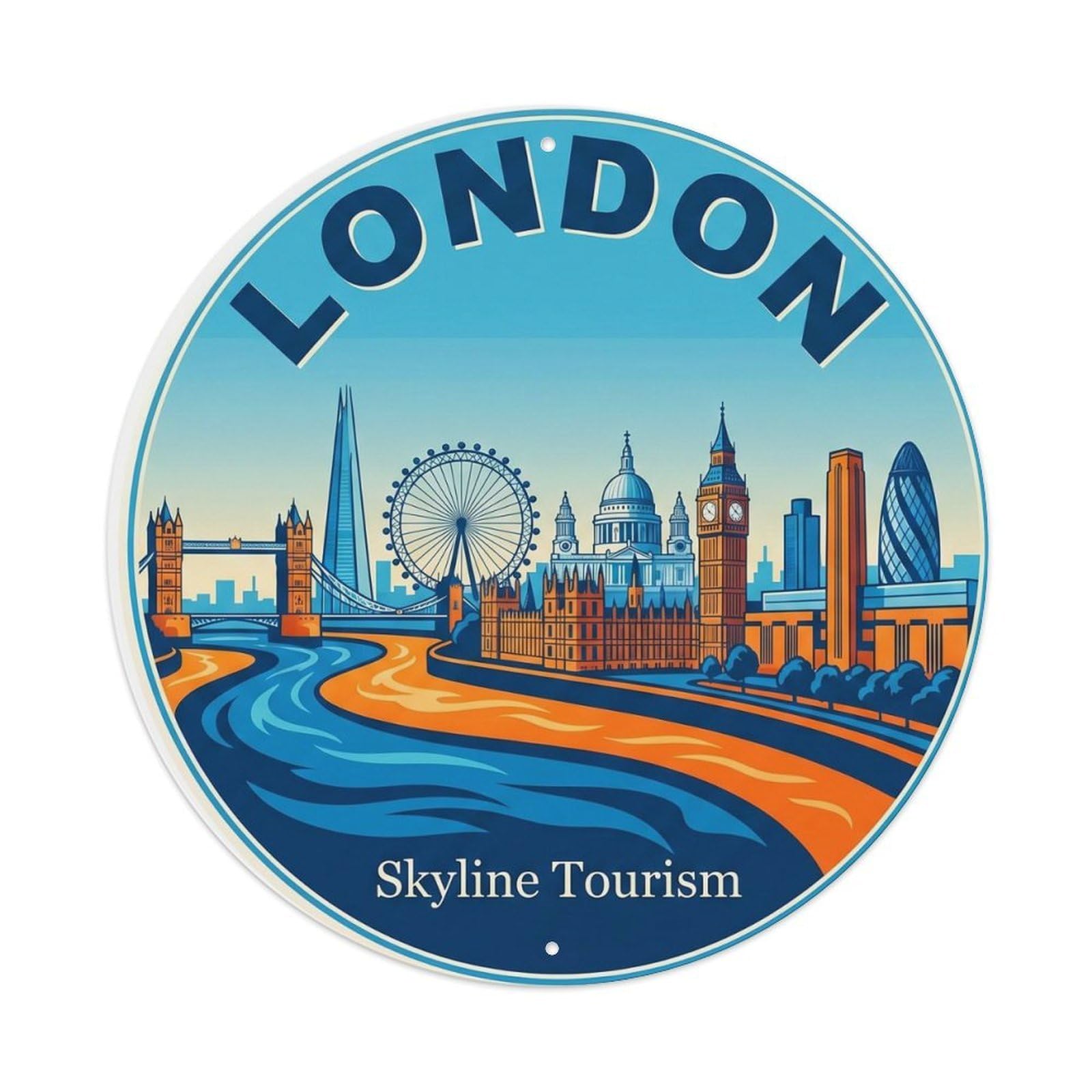 Fqcyn Style Vintage Travel England Skyline Tourism Metal Tin Sign