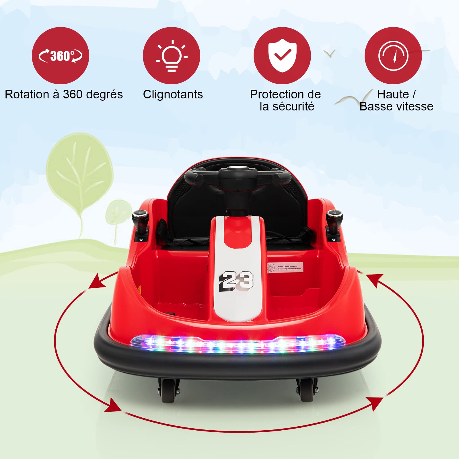 COSTWAY Auto Tamponneuse Électrique 360° 6V/4.5Ah Pour Enfants 2-5
