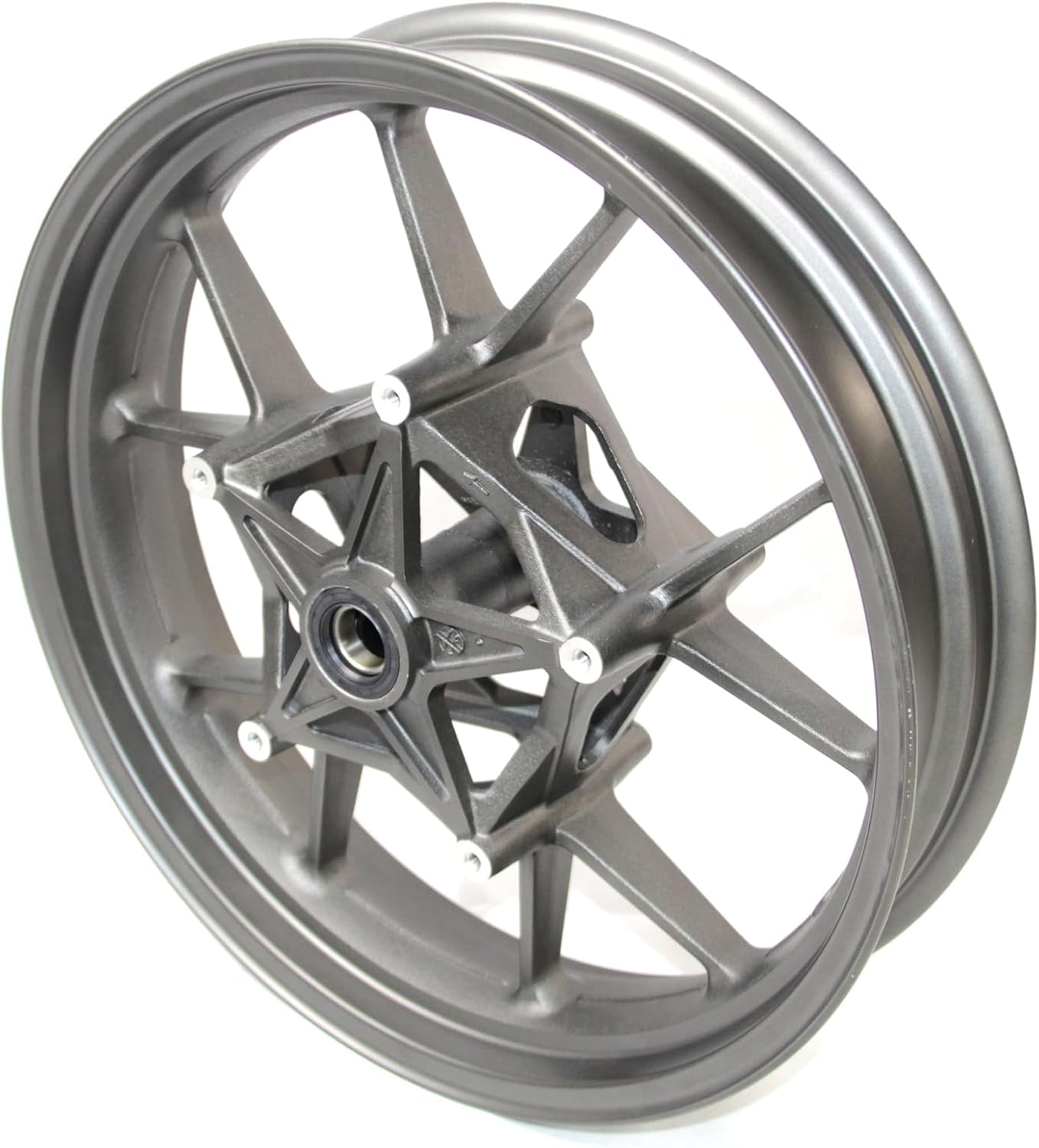 Matte Gray Front Wheel Rim Compatible with BMW S1000RR K46 2009-2018, S1000R K47 2014-2018, Bearing include, Motorcycle Replacement Accessories Parts