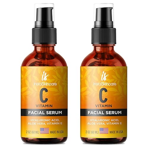 Suero de vitamina C de doble tamaño (2 onzas) para cara con ácido hialurónico y vitamina E - Suero iluminador facial - Suero natural