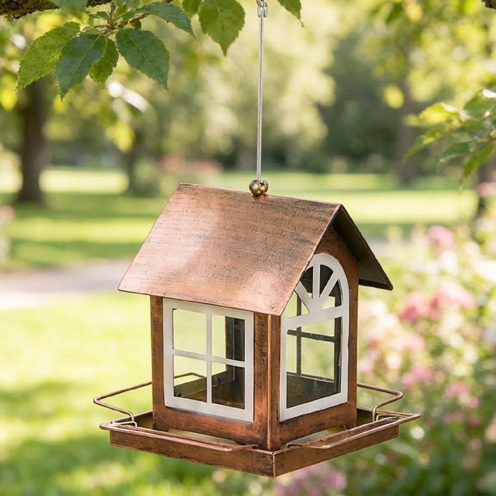 Sharplace Mangiatoia per Uccelli sospesa, mangiatoia per Colibrì, a Forma di casetta, Decorativa, con Gancio, Resistente alle intemperie per la Decorazione del
