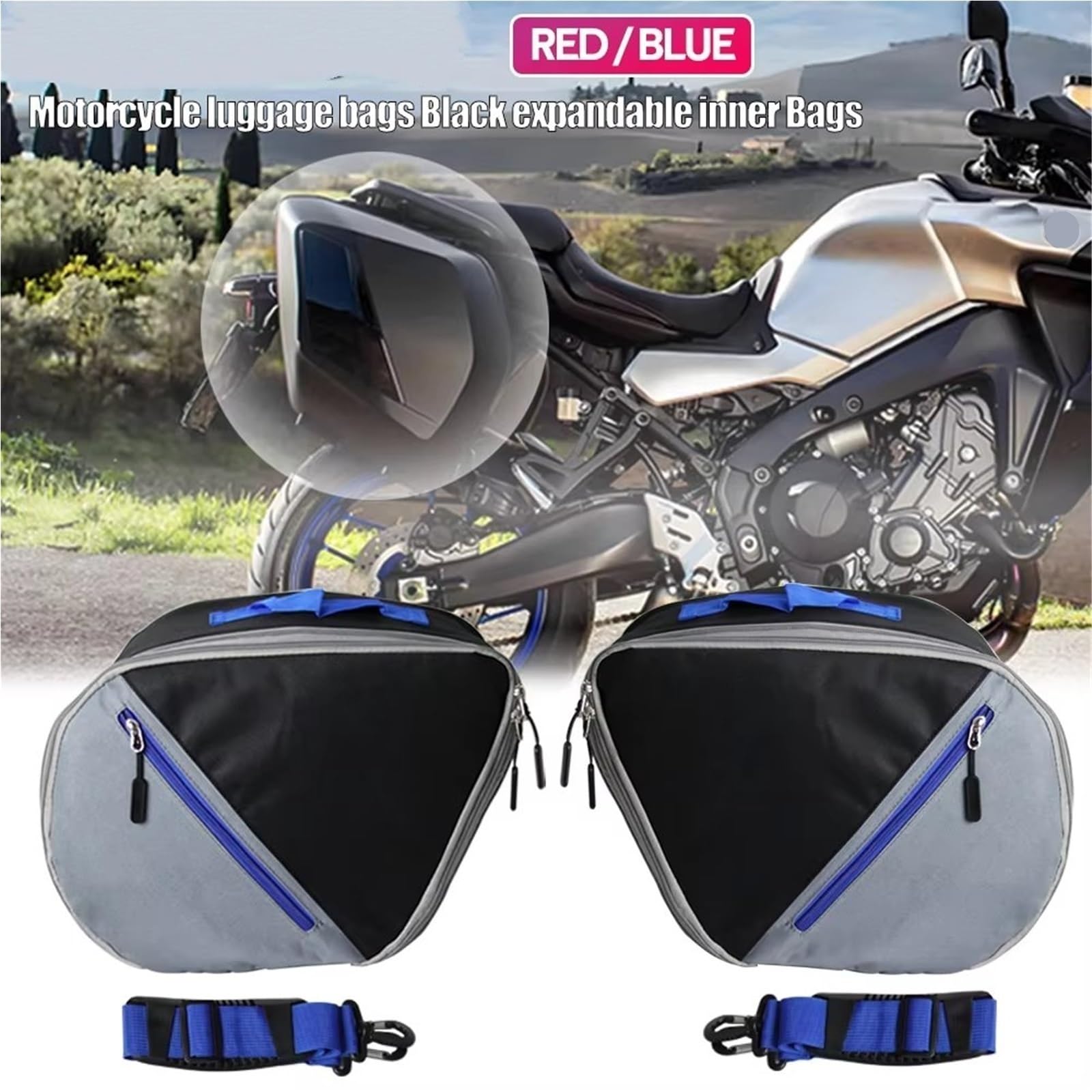 Sac Latéral Moto Valise Intérieure Extensible Noire Pour Valises Pour Tracer 9 900 Et GT(Red)