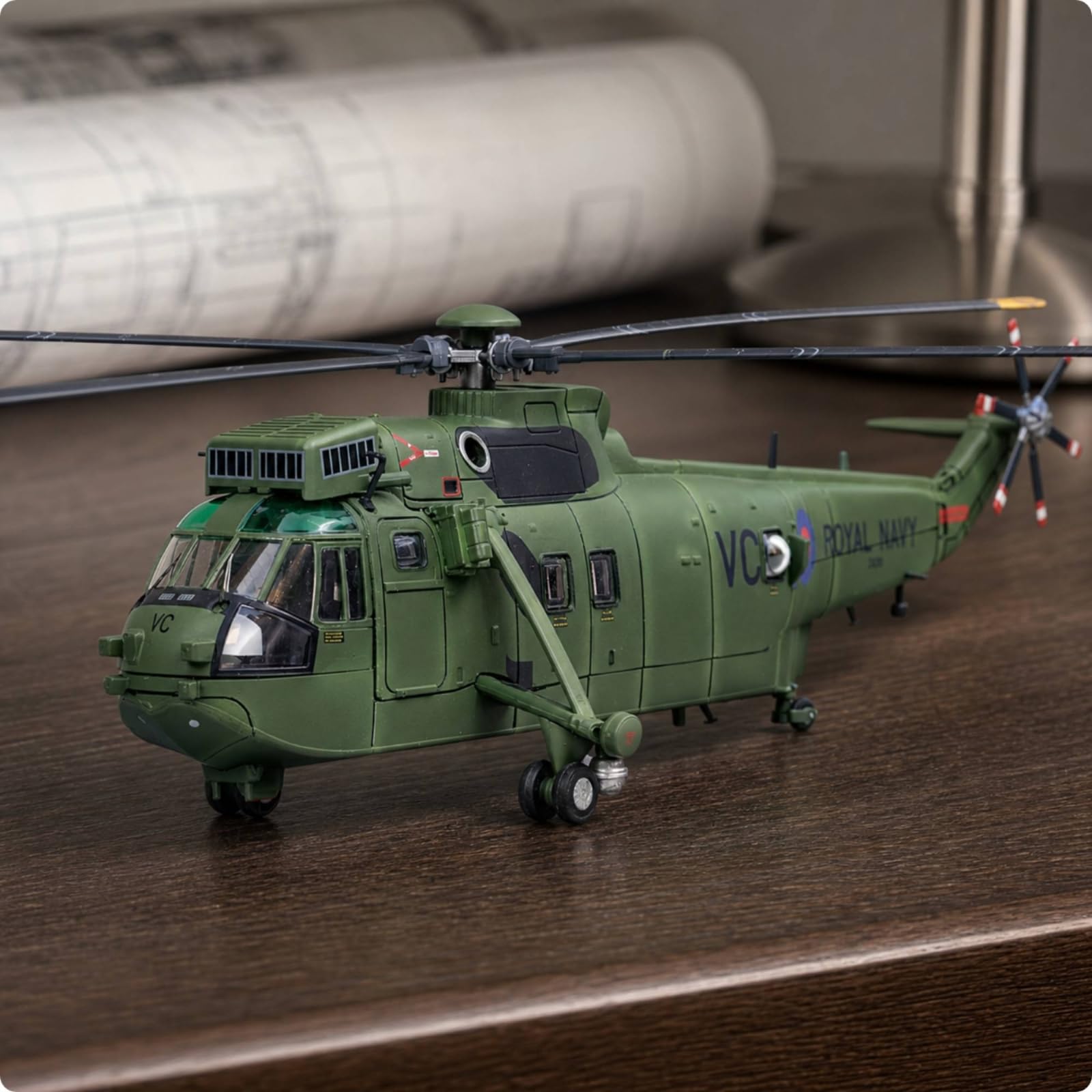 Marine-Hubschrauber Modell detailliert Sammelmodell militärisch Hubschrauber mit Rotorblättern für Sammler, Vitrine, Schreibtisch