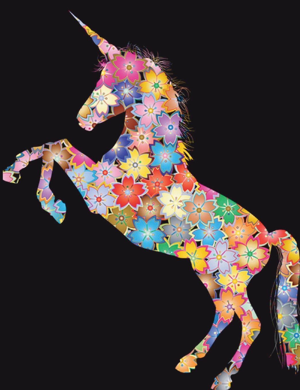 Flowers Unicorn Mythical Notebook Journal Composition Book