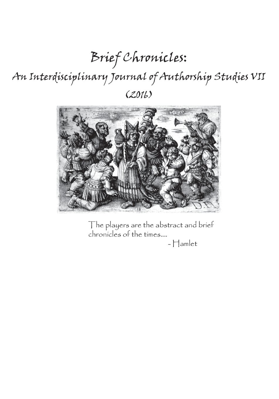 Brief Chronicles Vol. 7: An Interdisciplinary Journal of Authorship Studies
