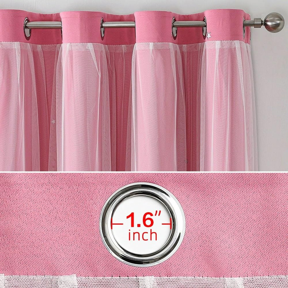Tende Oscuranti,2 Pannelli Morbide Tende Per La Privacy Con Velo In Voile,Tende Termoisolanti Per Camera Da Letto,Cameretta Dei Bambini E Soggiorno,Arredamento Moderno-Black||W52*L72/132 * 183cm