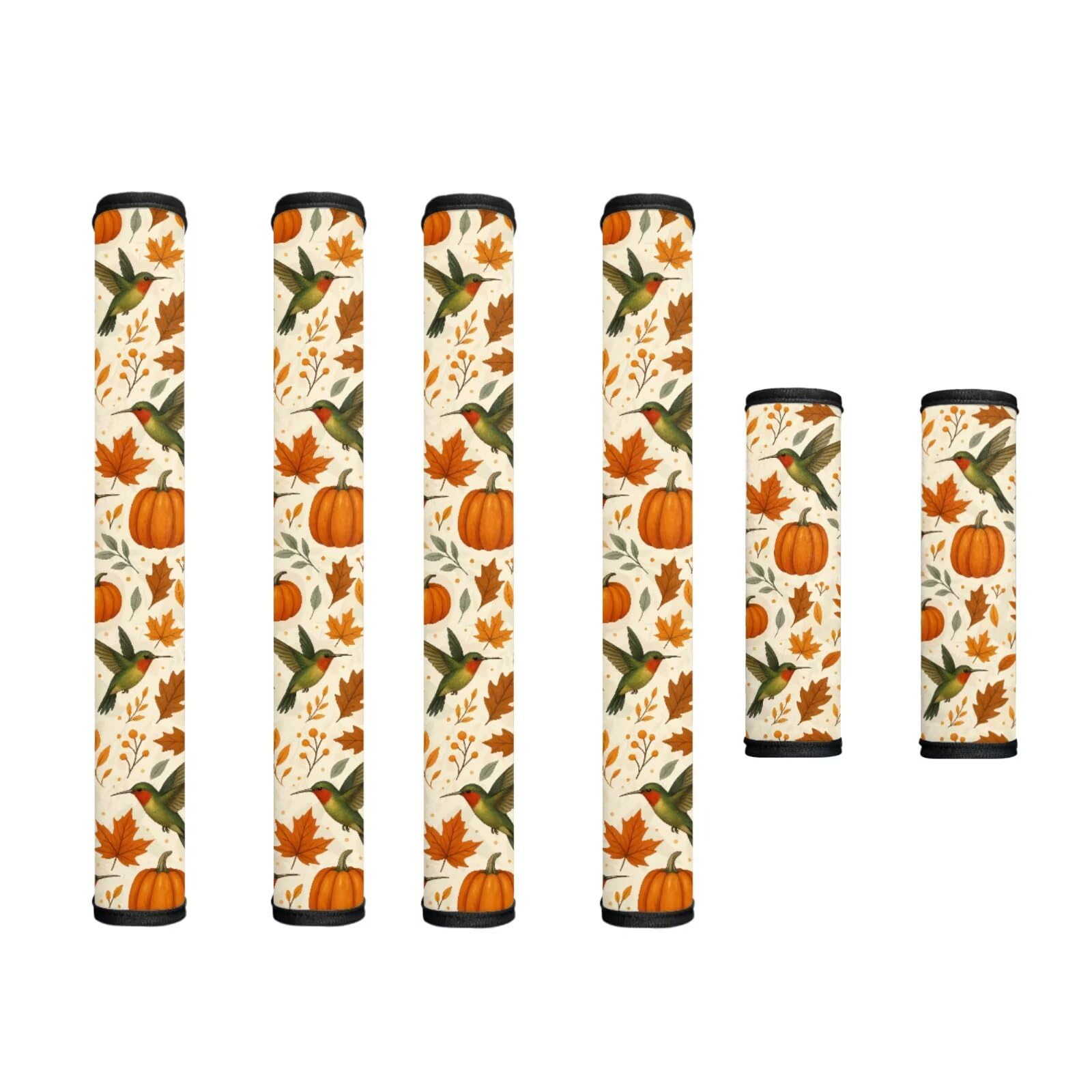 Fall Decor Refrigerator Door Handle Covers Set of 6 Kitchen Electrical Appliances Handle Protector Fridge Microwave Oven Autumn Thanksgving Decorations, Hummingbird Pumpkin Maple Leaf