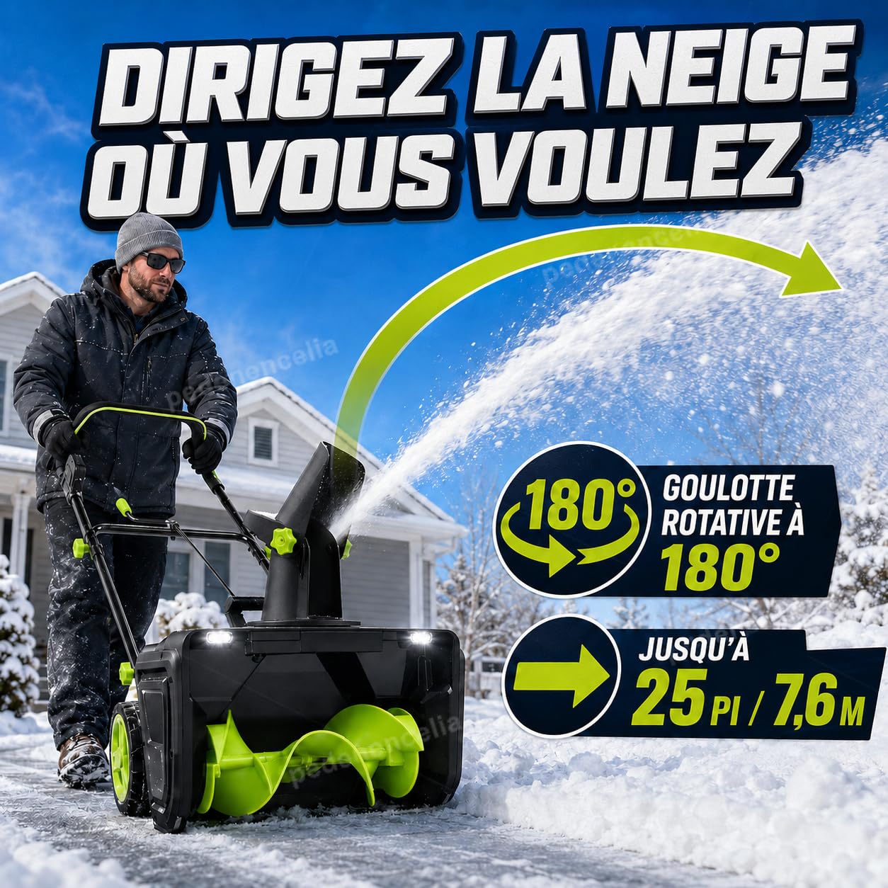 Fraise à Neige sans Fil, Moteur sans Balais 4batteries