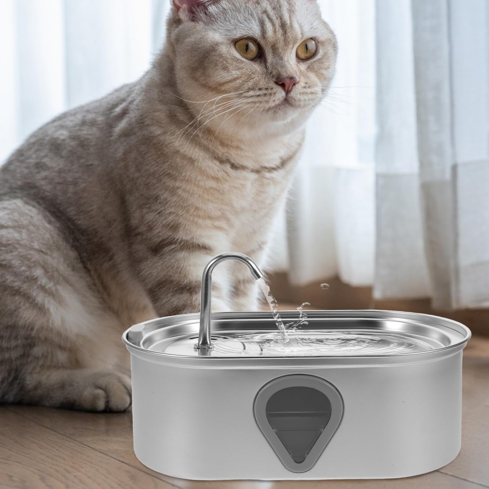 Beaupretty Bebedero Automático para Gatos Bebedero Automático para Mascotas para Perros Y Gatos para Mascotas Color Plateado