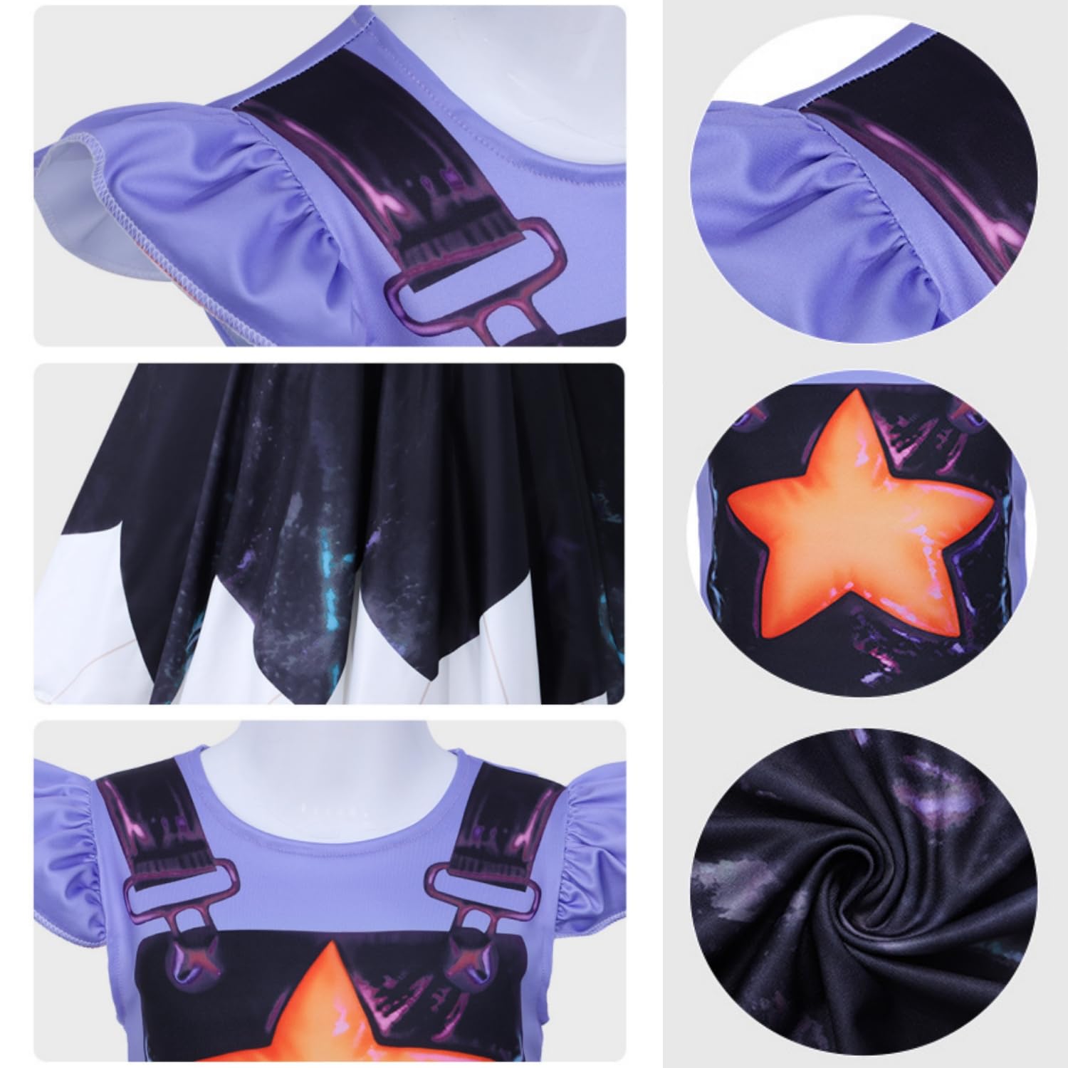 Set di costume vintage per bambine, viola per Halloween, con pantaloni, maschera e borsa, per cosplay, feste