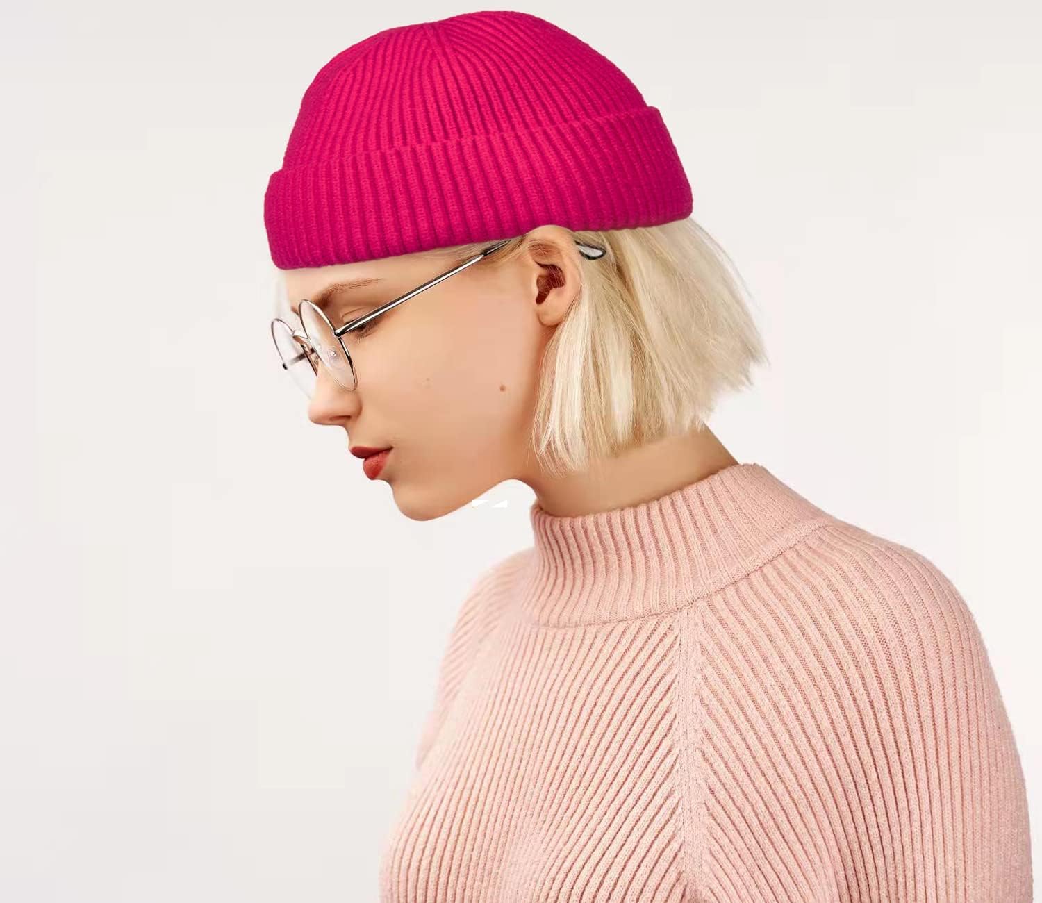 ROYBENS Swag Wool Knit Cuff Short Fisherman Beanie for Men Women, Winter Warm Hats - Image 4