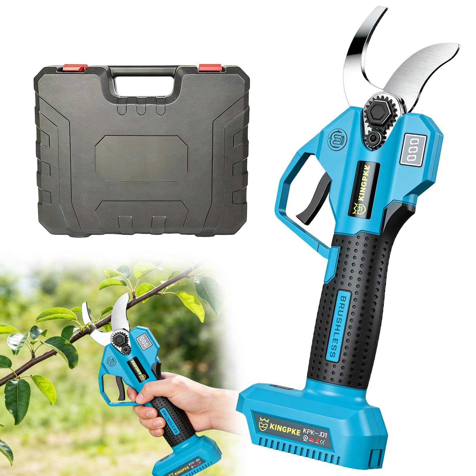 Coupe-branches sans fil professionnel compatible avec Makita 18 V 25 mm Sécateur électrique avec écran LCD pour élaguer les arbres et les arbres fruitiers (sans batterie)