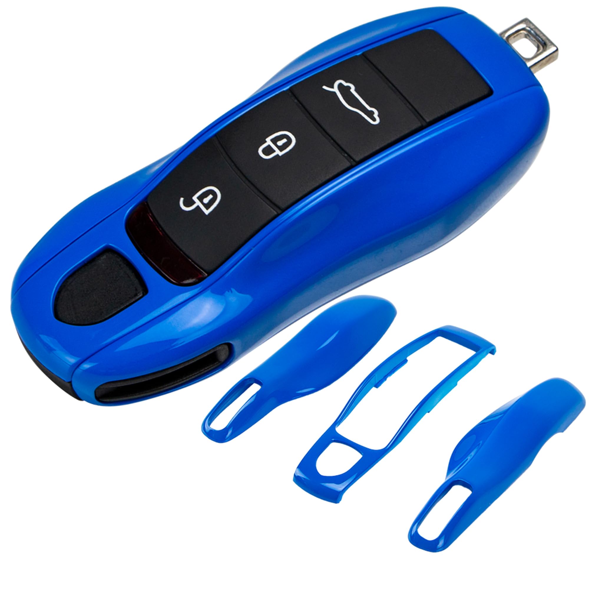 AeroBon 3-Piece Painted Key Cover Key Fob Shell Compatible with Porsche Key Shell Replacement (MK1, Shark Blue)