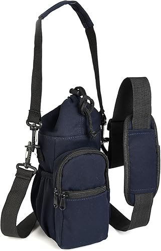 Valleycomfy Soporte para botella de agua con correa ajustable para el hombro de 32 onzas, 40 onzas, bolsa aislada para botella de agua con bolsillo