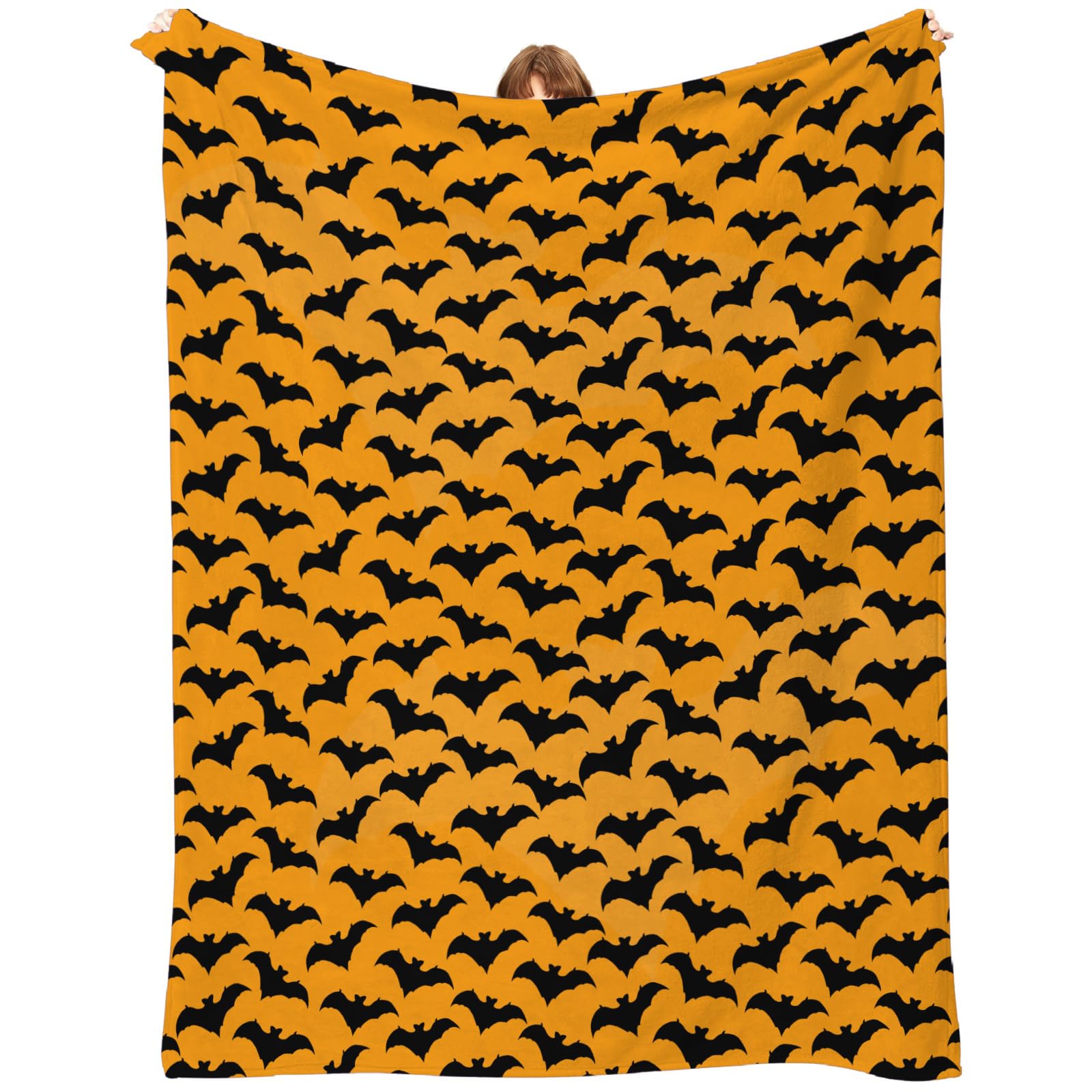 Yuaoeur Color-3 Halloween Bat Blanket - Thick And Warm, Fluffy Flannel & Soft Blankets For Bed And Couch Twin Size 60X80 Inch