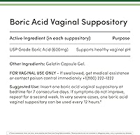 Vista 2 de Supositorios de ácido bórico (supositorio vaginal de 600 mg, 60 unidades) Apoya el equilibrio del pH vaginal, control de olores