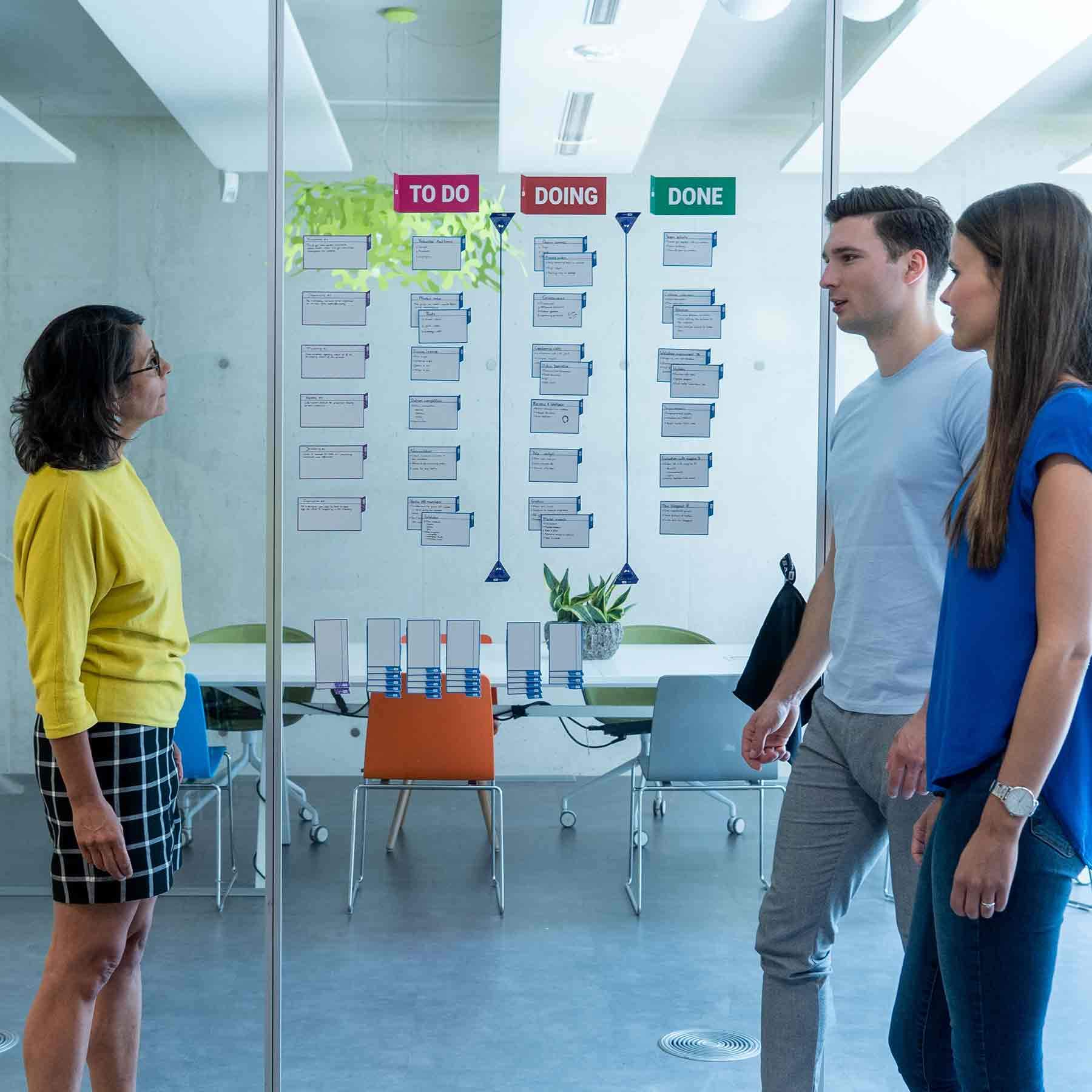 PATboard Scrum board und Kanban tafel - Basis toolset - mit nanocups® für glas – Scrum und Kanban karten für agiles projektmanagement – Basic toolset agile nanocups für glas®