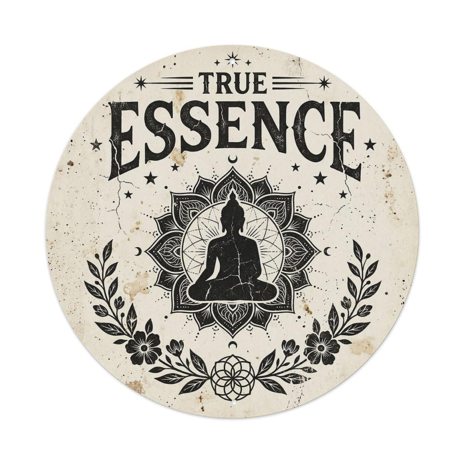 Zen Flower Meditation Den Essence Vintage Metal Tin Sign Plaque Wall Decor for Cafe, Club Bar, Office, Garden Metal Poster 8x8Inch