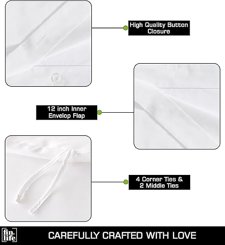 Miniatura 3 de Funda de edredón Queen  Funda de edredón tamaño matrimonial y Queen  Gris pizarra  100% algodón  400 hilos de satén suave  Inserto de edredón,