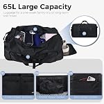 Fmeida 65L Foldable Travel Duffle Bag - Weekender Bags with Shoe Compartment for Men Women, 24" Sac de Voyage Femme Homme, Waterproof Gym Tote Overnight Duffel Luggage, Lightweight & Tear-Resistant