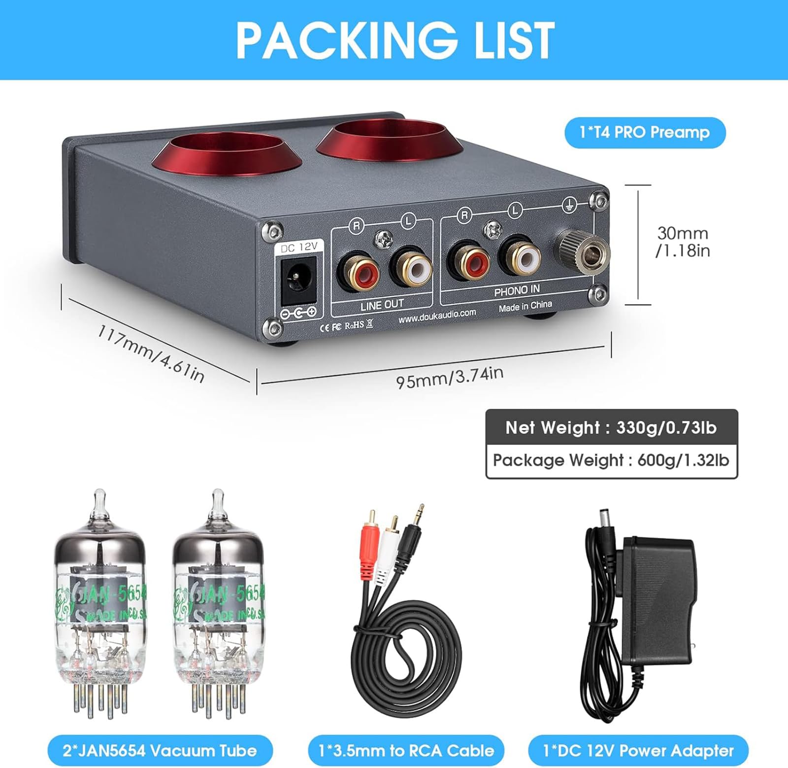 Preamplificatore audio, mini tubo a vuoto Phono preamplificatore, suono retrò per giradischi, telefono, PC, MP3, TV, stereo domestico, amplificatore per cuffie