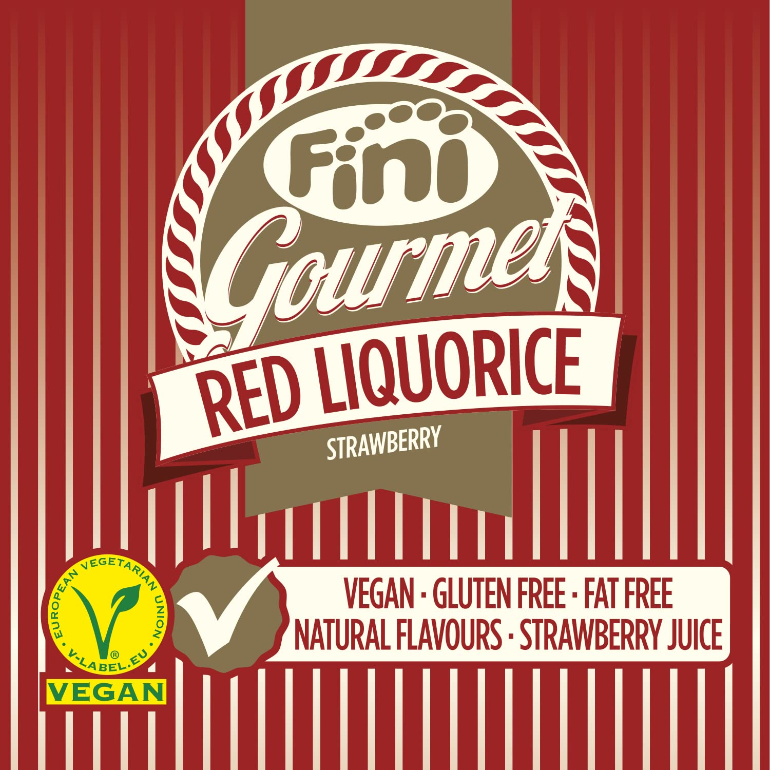Fini Regaliz Fresa Gourmet Red Liquorice Vegano Sin Gluten 180 gr