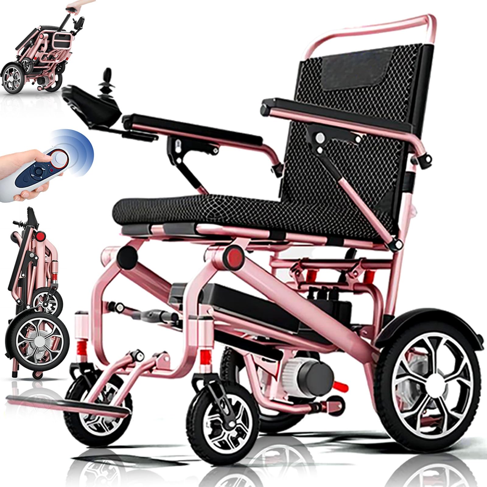 Sedia a Rotelle Elettrica Pieghevole Ultraleggera con Telecomando, Batteria al Litio 12 Ah, Capacità 150 kg, Ideale per Casa e Mobilità Ridotta, Facile da Trasportare,12a