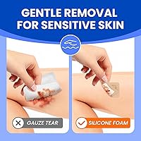 Vista 5 de Vendajes grandes impermeables de 2 x 2 pulgadas de espuma de silicona para cuidado de heridas de piel sensible, almohadilla cohesiva adhesiva